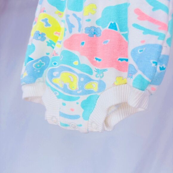 Vintage Pastel Fish Duck Ladybug Short Sleeve Onesie Bubble Romper Outfit 3m - Picture 5 of 8